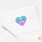 Glam Paars Aqua Glitter Sparkle Gradient Monogram Hart Sticker (Envelop)