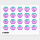 Glam Paars Aqua Glitter Sparkle Gradient Monogram Ronde Sticker (Vel)
