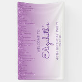 Glam Paars Glitter Drip 40th Birthday Banner (Verticaal)