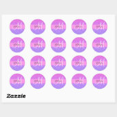 Glam Paars roze glitter sparkle Gradient Monogram Ronde Sticker (Vel)