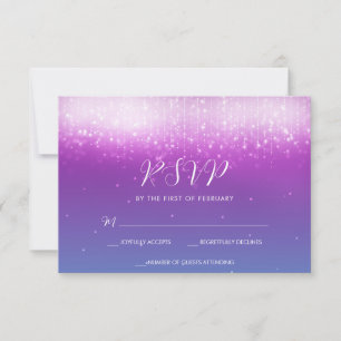 Glam Paarse Blauwgroen Bat Mitzvah RSVP Kaartje