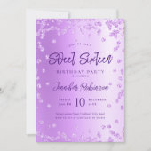 Glam Paarse chique glitter foto zoet 16 Kaart (Voorkant)