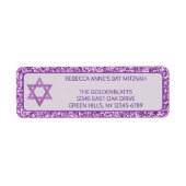 Glam Paarse Elegant Star van David Bat Mitswa Etiket (Voorkant)