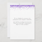 Glam Paarse Glitter Foto 2024 Afstuderen Aankondiging (Achterkant)