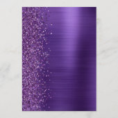 Glam Paarse Glitter Script Bruiloft Menu (Achterkant)