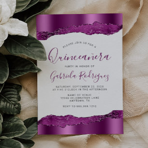 Glam Paarse Pruim Folie Glitter Quinceañera Kaart