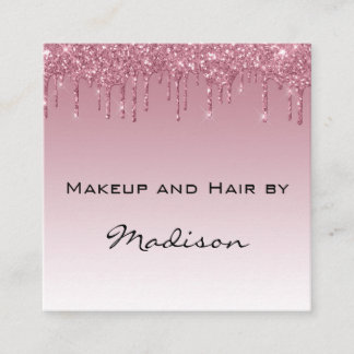 Glam Paarse Roze Gouden Glitterdruppels Make-up Ar Vierkante Visitekaartje