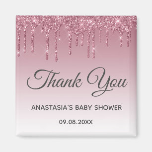 Glam paarse roze roze goud Bedankt Baby Shower Magneet