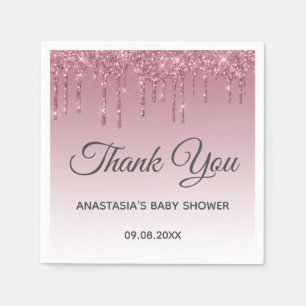 Glam paarse roze roze goud Bedankt Baby Shower Servet