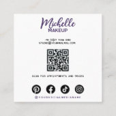 Glam Paarse Sparkly Glittery Eye Make-up Artiest Vierkante Visitekaartje (Achterkant)