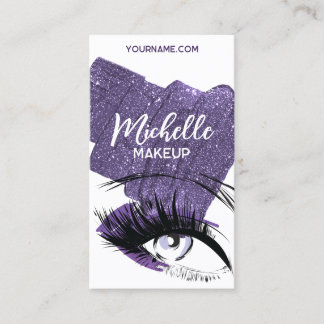 Glam Paarse Sparkly Glittery Eye Make-up Artiest Visitekaartje