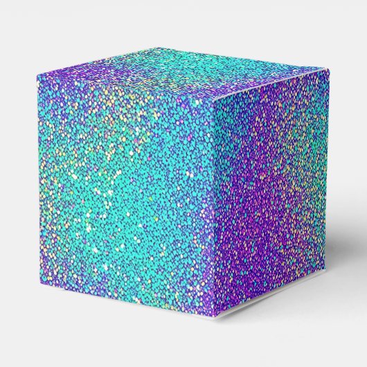 Glam Paarse turquoise sprankelende glittergradiënt Bedankdoosjes (Achterkant)