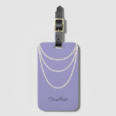 Glam Paarse witte parels Bagagelabel (Voorkant (verticaal))