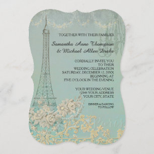 Glam  Paris Parisian Stylish Wedding Kaart