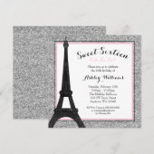 Glam Paris Threatfaux Glitter Sweet 16 Birthday Kaart (Voorkant / Achterkant)