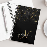 Glam Parties scintillant or diamant étincelle Élég<br><div class="desc">Créez votre propre planificateur étincelant diamant noir et or personnalisé avec votre monogramme et votre nom personnalisés.</div>