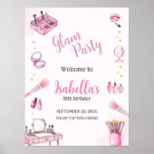 Glam Party Girl Beauté Spa Poster Affiche de bienv (Devant)