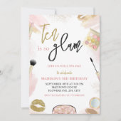 Glam Party Meisje Make-up Spa 10e verjaardagsfeest Kaart (Voorkant)