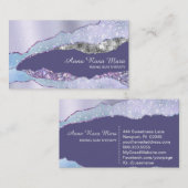 *~* Glam Pastel Agate Geode Silver Glitter Visitekaartje (Voorkant / Achterkant)