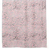Glam Pastel Pink Silver Foil Leopard Print Douchegordijn (Voorkant)