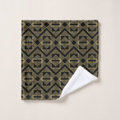 Glam-patroon voor Gold & Black Art Deco Bold Retro Bad Handdoek (Wasdoekje)