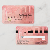 Glam Peach Roze Dikke Glitter Druppels Gift Credit Visitekaartje (Voorkant / Achterkant)