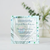 Glam Peacock Feather Blauwgroen Weddenschap Kaart (Staand voorkant)