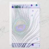 Glam Peacock Feather Paars Briefpapier (Voorkant / Achterkant)