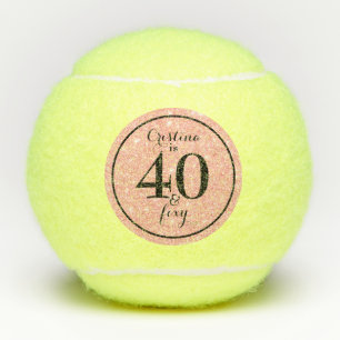 Glam Pink & Black Gepersonaliseerde 40 & Foxy Tennisballen