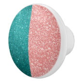 Glam Pink Blue Glitter Sparkle Keramische Knop (Rechts)