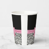 Glam Pink Bow Diamond Zebra Print Zwart Papieren Bekers (Links)
