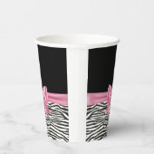 Glam Pink Bow Diamond Zebra Print Zwart Papieren Bekers (Rechts)