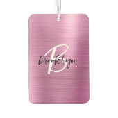 Glam Pink Brushed Metal Black White Monogram  Luchtverfrisser (Achterkant)