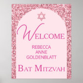Glam Pink Elegant Chic Bat Mitswa Welkom Poster (Voorkant)