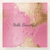 Glam Pink en Gold Glazen Onderzetter (Voorkant)