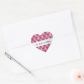 Glam Pink faux Velvet Luxe Naam Hart Sticker (Envelop)