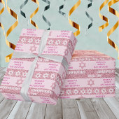 Glam Pink Gepersonaliseerde Joodse Meisje Bat Mits Cadeaupapier