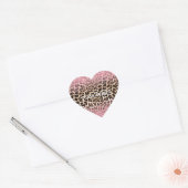 Glam Pink Glitter Cream Leopard Glitter Hart Sticker (Envelop)