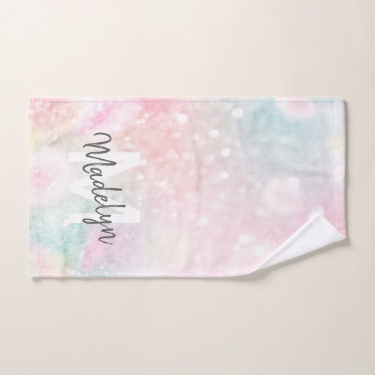 Glam Pink Glitter Pastel Girly Pattern Handdoek (Handdoek)