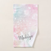 Glam Pink Glitter Pastel Girly Pattern Handdoek (Handdoek)