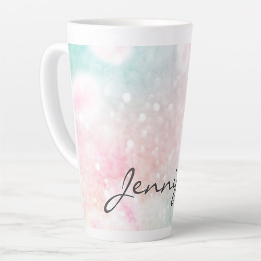 Glam Pink Glitter Pastel Girly Pattern Latte Mok (Linkerhoek)