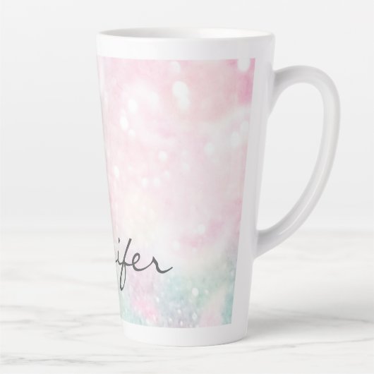Glam Pink Glitter Pastel Girly Pattern Latte Mok (Rechts)