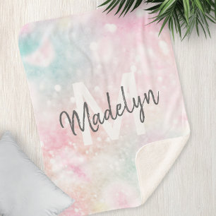 Glam Pink Glitter Pastel Girly Pattern Sherpa Deken