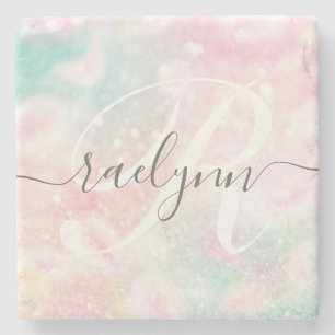 Glam Pink Glitter Pastel Girly Pattern Stenen Onderzetter