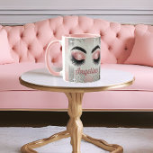 Glam Pink Glitter Wimpers Mok