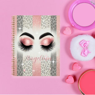 Glam Pink Glitter Wimpers Notitieboek