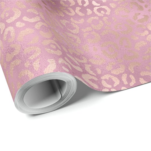 Glam Pink Glitzy Leopard Print Cadeaupapier (Rol Hoek)