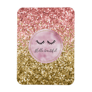 Glam Pink Gold Glitter Black Eyelashes Magneet