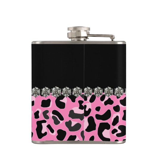 Glam Pink Jaguar Print Custom Flask Heupfles (Achterkant)