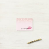 Glam Pink Kiss Lips Blush Glitter Post-it® Notes (Op bureau)